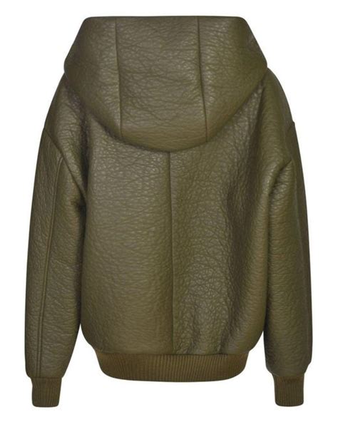 Miu Miu Zipped Leather Jacket in Green 